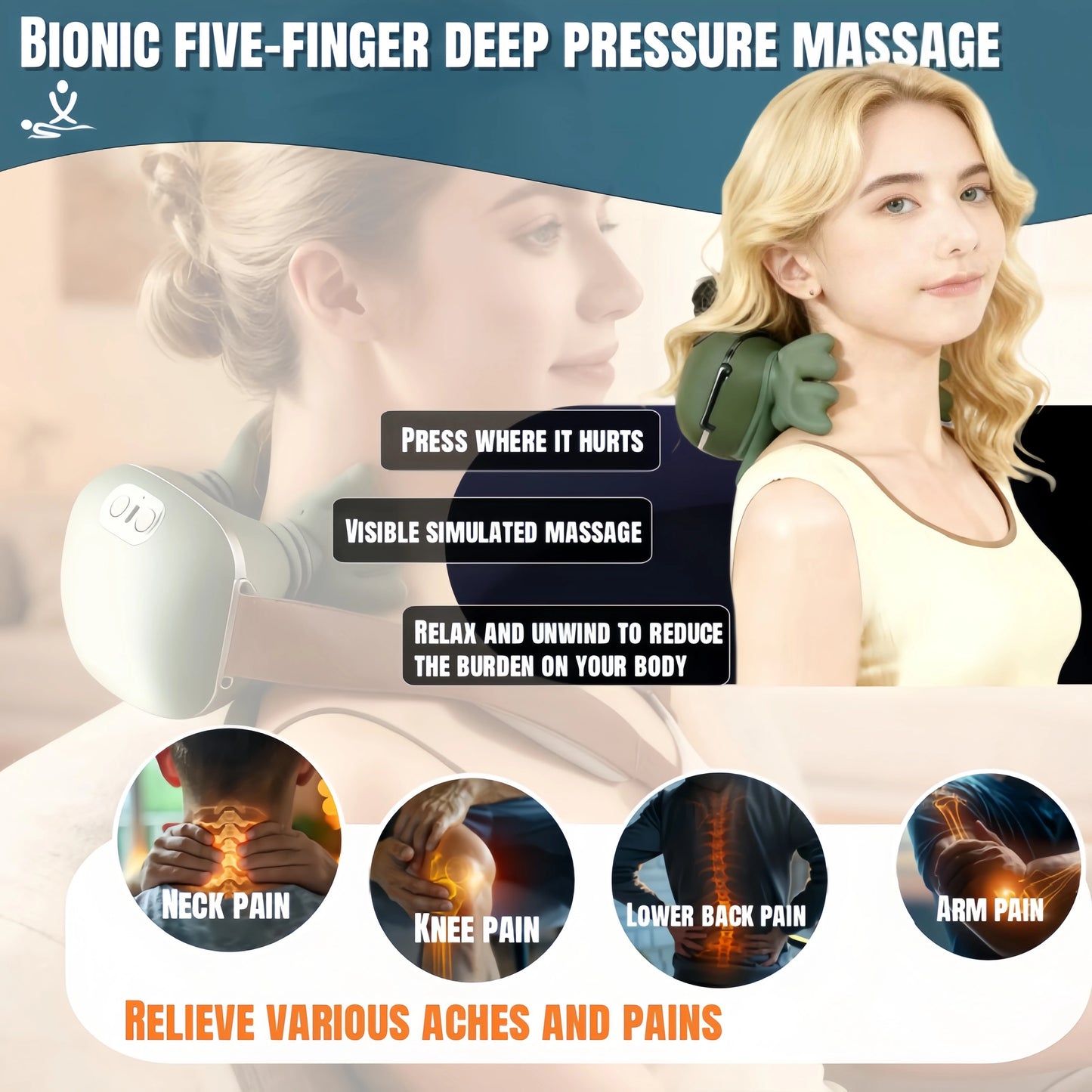 Neck Massager 2025 Electric Shoulder & Cervical Massage Deep Tissue Body Massager Almost Real Person Massager