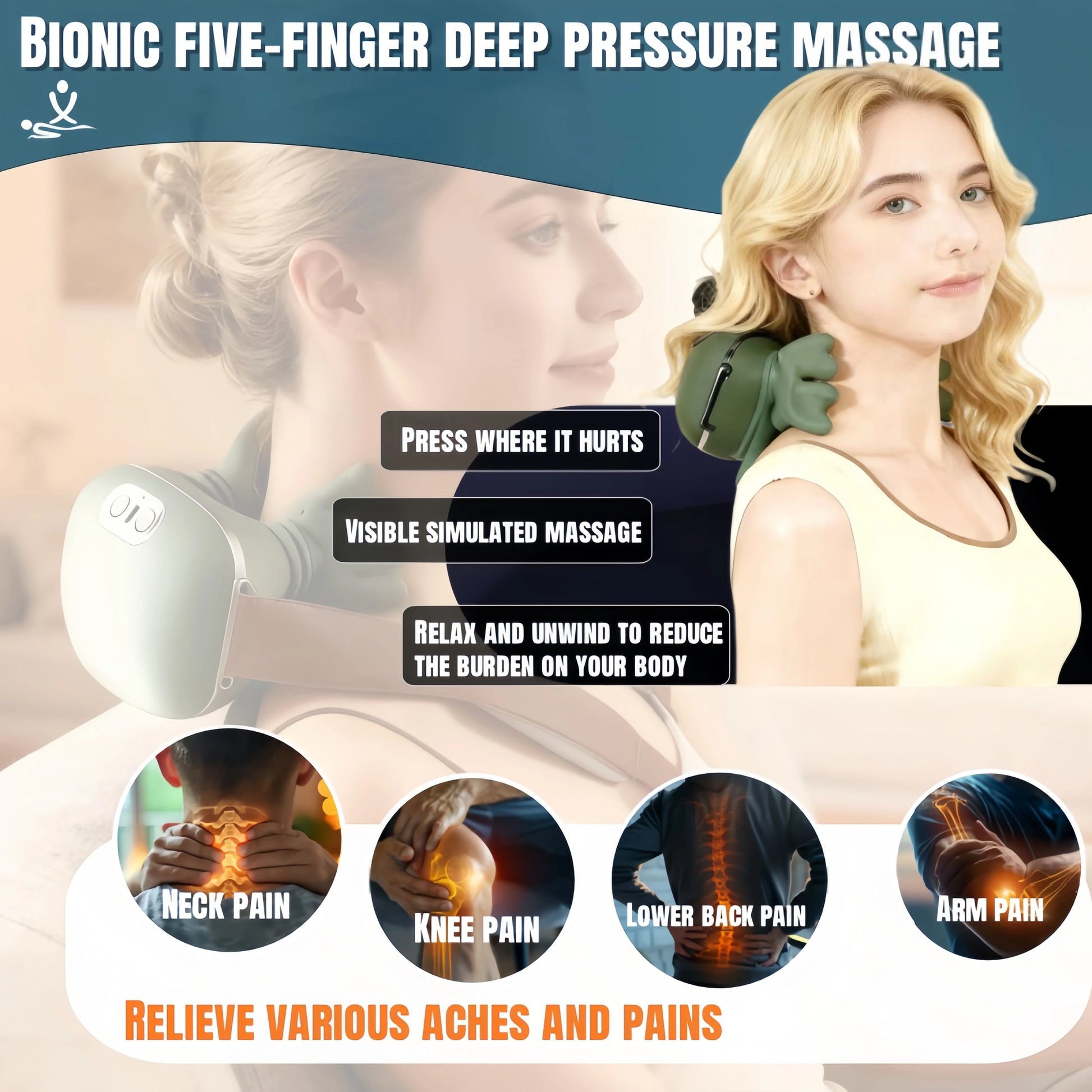 Neck Massager 2025 Electric Shoulder & Cervical Massage Deep Tissue Body Massager Almost Real Person Massager